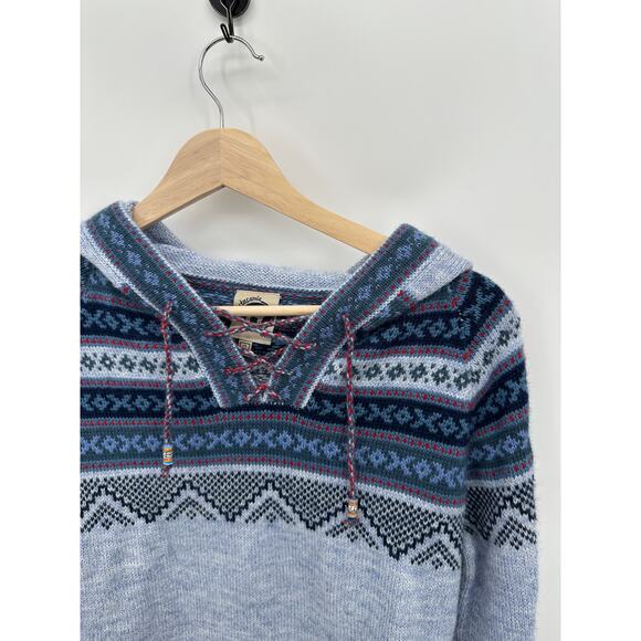 Artesania Sweater Women Small Alpaca Blend Hooded Aztec Fair Isle Pullover - Picture 4 of 7